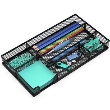 Desk Drawer Organizer, Small Metal Mesh Drawer Organizer Tray, Office Pencil Drawer Organizer Accessories for Desktop, Bathroom, Kitchen, Makeup, Vanity