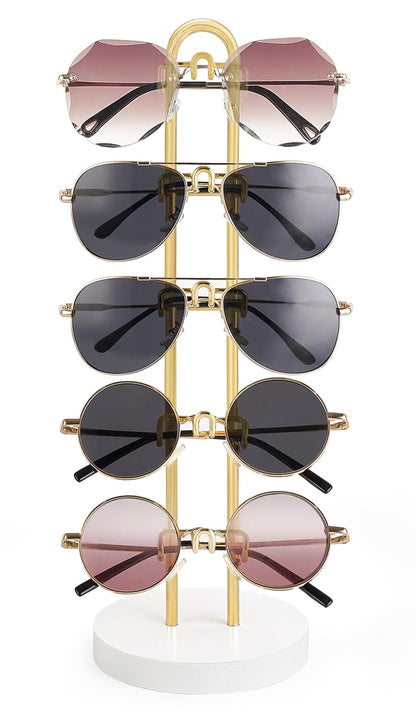 Mkono Sunglass Holder Organizer, Metal Glasses Stand Display Storage 1 Pack | Space-Saving, Holds 5 Eyewear Pairs, Easy Access, Easy to Assemble, for Table Desk Countertop Dresser Bedroom Room Decor
