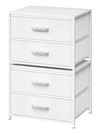 DIMJ Stackable Storage Drawers for Closet Organizers and Storage - Small Dresser for Closet with 4 Fabric Drawers, Closet Storage Drawers, Dresser for Bedroom Organizer for Small Spaces, White