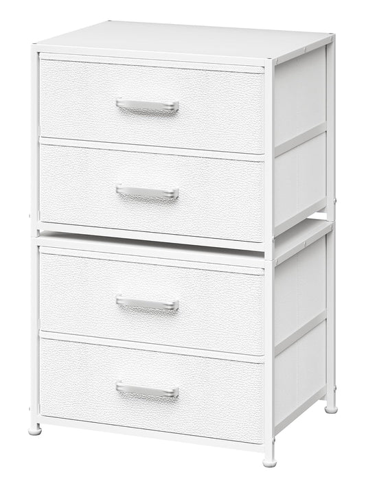 DIMJ Stackable Storage Drawers for Closet Organizers and Storage - Small Dresser for Closet with 4 Fabric Drawers, Closet Storage Drawers, Dresser for Bedroom Organizer for Small Spaces, White