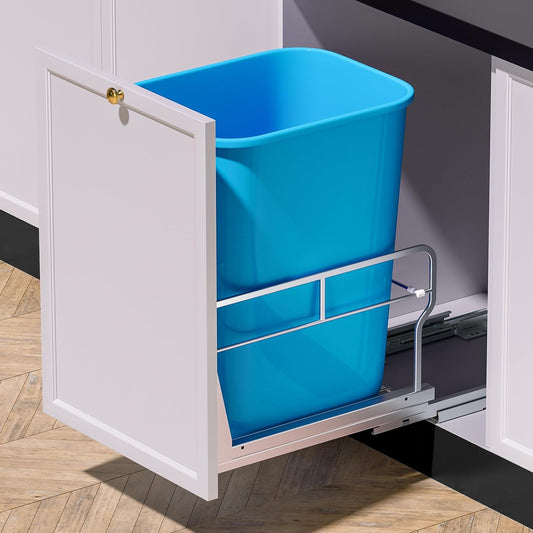 Pull Out Trash Can Under Cabinet with Soft-Close Slides | Space Saving, Heavy Duty, Garbage Can Not Included, Under Sink Bin Kit for Home Kitchen, Requires Min Cabinets 12" W X 18" D