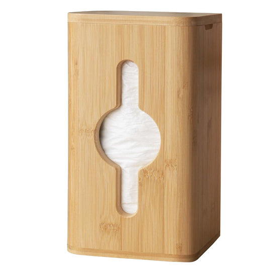 Bamboo Trash Bag Dispenser Organizer Kitchen Garbage Bag Holder Box | Wall Mount To Maximize Space And Keep Trash Bags Organized And Accessible