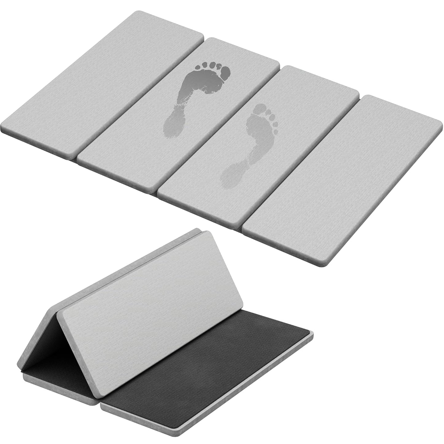 Summer&Kiss Foldable Stone Bath Mats for Bathroom, Non-Slip Diatomaceous Earth Mat, Super Absorbent & Quick Drying, Dish Drying Mats for Kitchen Counter, Easy to Clean & Store,23.5" x 15.4",Light Gray