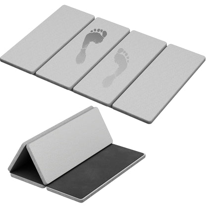 Summer&Kiss Foldable Stone Bath Mats for Bathroom, Non-Slip Diatomaceous Earth Mat, Super Absorbent & Quick Drying, Dish Drying Mats for Kitchen Counter, Easy to Clean & Store,23.5" x 15.4",Light Gray
