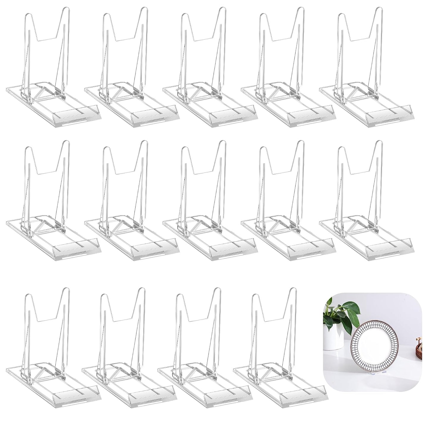 14 Pack Acrylic Book Display Stand - Adjustable Clear Easel Holder Display Collector Stand for Comic Books, CD DVD, Plates, Magazines, Postcard, Artworks, Collectibles & Home Office Decor