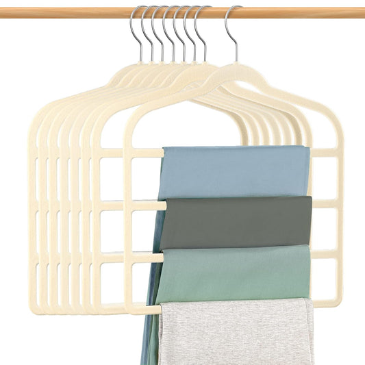 Velvet Hangers Space Saving Non Slip Pant Velvet H... (8 Count | Beige)