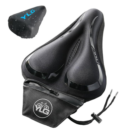 YLG Bike Seat Cover, Memory Foam & Gel Bike Seat Cushion Cover for Men Women, Comfortable Bicycle Seat Cover for Peloton/Fixed/Cruiser/Indoor/Outdoor Bike seat with Waterproof Cover