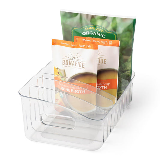 YouCopia FreezeUp Freezer Bin 12", BPA-Free Fridge Organizer with Adjustable Dividers and Handle for Frozen Food and Leftovers