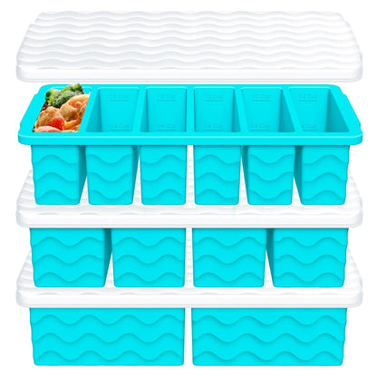 3-Pack Silicone Freezer Trays with Lid, Soup Freezer Container Molds | 2 Large 2-Cup, 4 Medium 1-Cup, 6 Small 1/2-Cup, BPA Free, Ice Cube Tray for Soup, Stews, Sauces, Meal Prep, Broth, Leftovers
