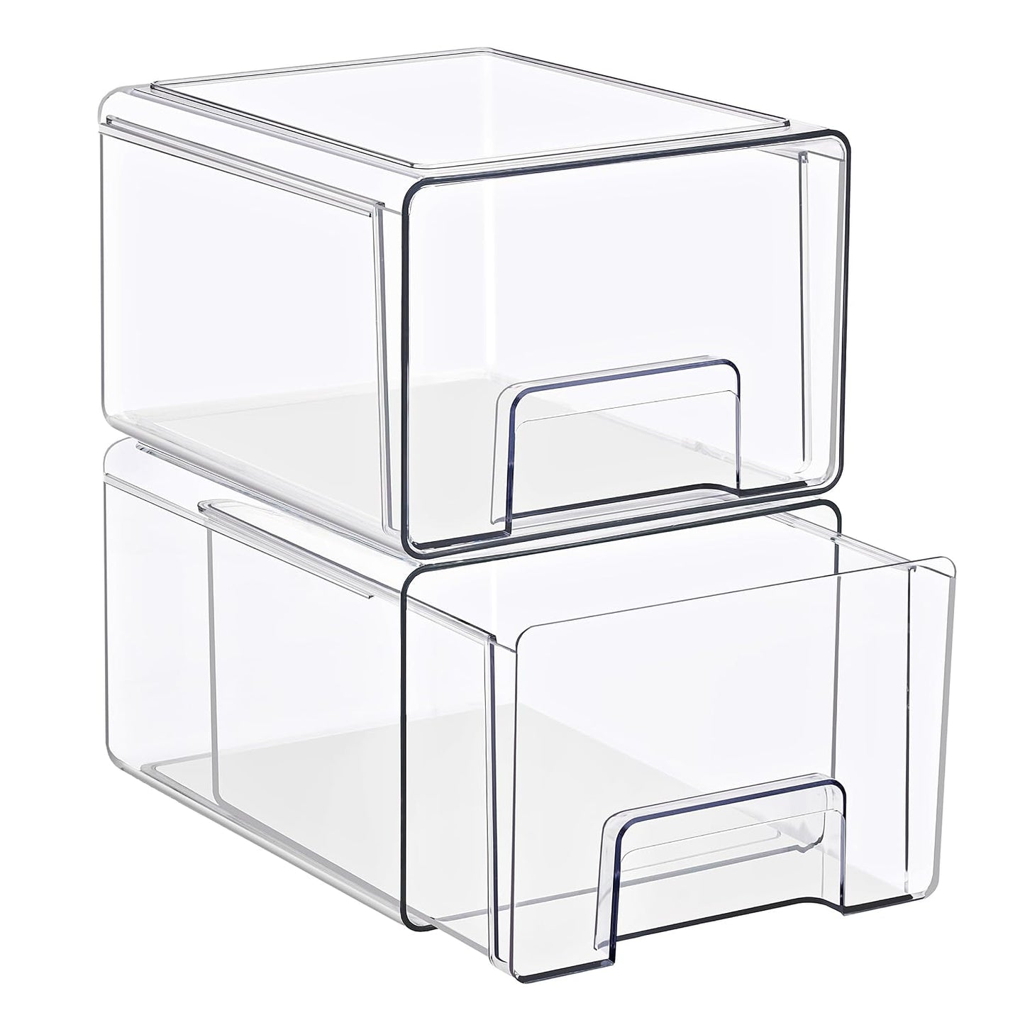Sorbus Large Clear Stackable Storage Drawers – 2-Pack Plastic Organizer Bins with Handles – Pull-Out Stackable Drawers for Bathroom Closet, Medicine, Cabinet, Pantry Storage, Baby Bottle Organizer