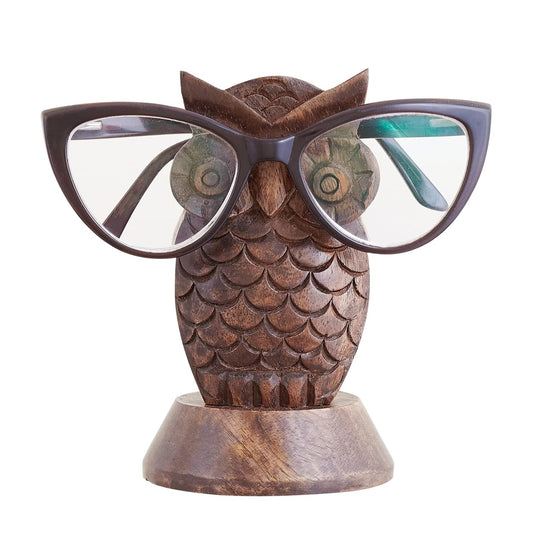 Birthday Gifts for Women Wooden Owl Glasses Holder... (Brown | Mango Wood)