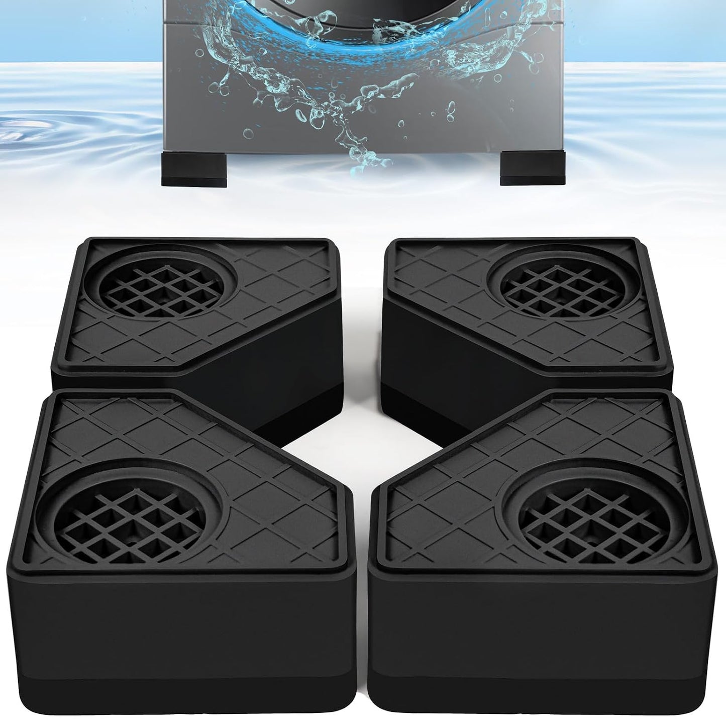 4Pcs Anti Vibration Pads for Washing Machine, Stops Washer Dryer Moving, Prevents Noise, Vibration Transfer, Antivibration Stabilizer Support Feet Mat Suitable for Most Furniture (Increase1.8in)
