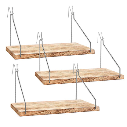 Fabric Wall Cubicle Shelf with Hooks for Work Decor, 11.8' Wooden Cubicle Organizer Storage Shelf with Hangers Cubicle Accessories for Women Men Desk, 3 Pack
