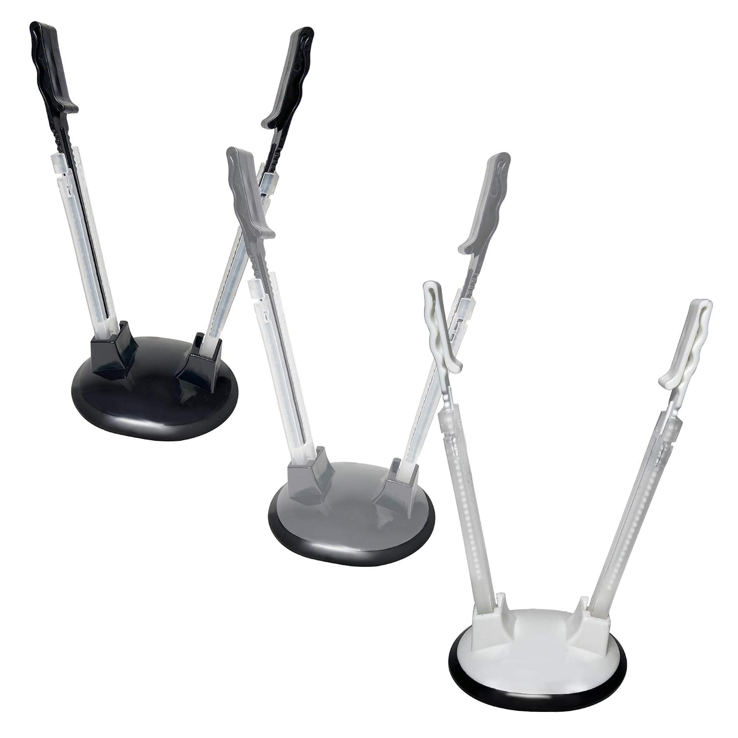 3 Pack Baggy Rack Holders for Meal Prep Bags, Adjustable Food Prep Baggie Holder Stand, Hands Free Plastic & Freezer Bag Holder Stand for Filling, Compatible with Ziplock Bag Storage, Black White Gray