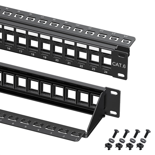 Cable Matters 1U 24 Port Keystone Patch Panel with Cable Management