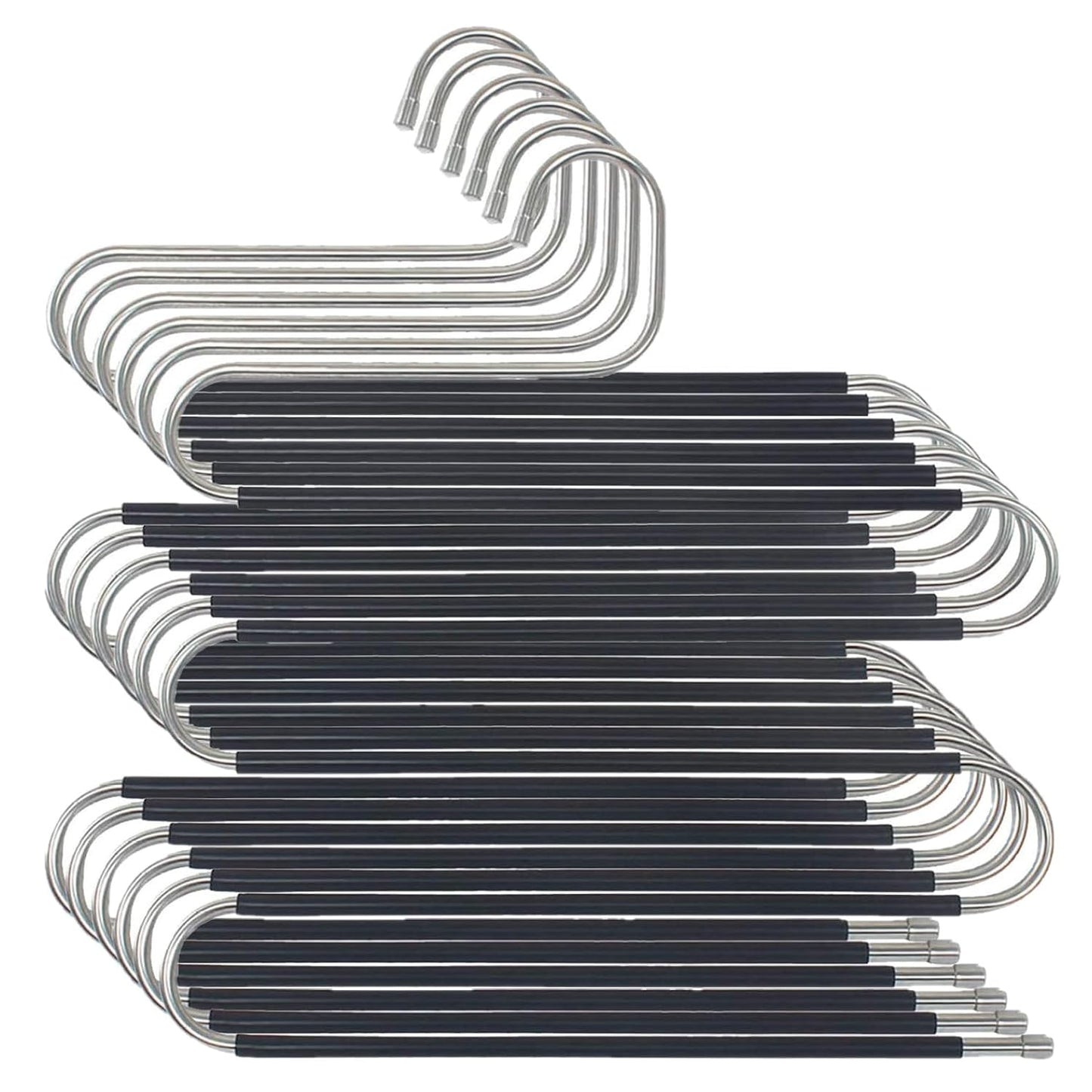 6 Pack Pant Hangers Space Saving,S-Type Non-Slip Stainless Steel Clothes Pants Hangers Closet Organizers and Storage, Closet Organizer Hanger Organizer for Scarf Jeans Trousers Towels Leggings