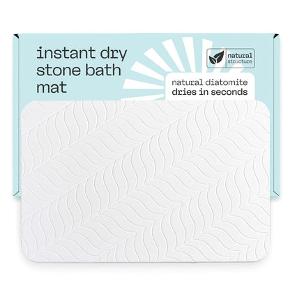 Deepstone Stone Bath Mat for Bathroom, Diatomaceous Earth Stone Mat Bathroom, Super Absorbent Quick Dry & Non Slip for Shower, Tub & Floor, 24" x 16", White