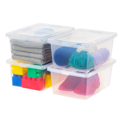 IRIS USA 4-Pack 15 Qt Storage Bins with Lids, Clear, Stackable | Ideal for shoes, crafts, office supplies and pantry items, nestable design, transparent design makes contents easy to find