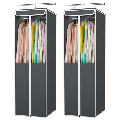 Univivi Garment Bags for Hanging Clothes, Dress Bag 54 In, Dark Grey, 2 PCS | Large Capacity, PVC Clear Window, Sturdy Metal Hanger, Durable Zipper, Premium Clothes Storage Bags for Suits, Coats, Dresses