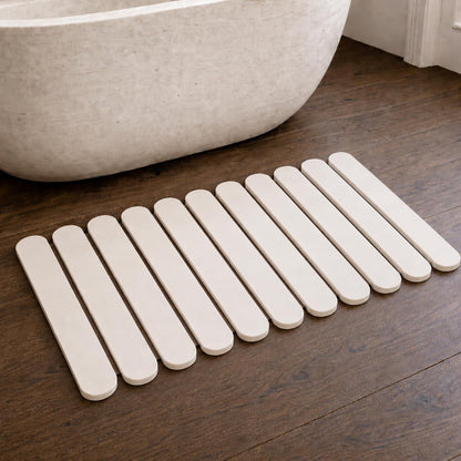 Foldable Stone Bath Mat Large 30" x 17" – Diatomaceous Earth Quick Drying Non-Slip Bathroom Mat – Super Absorbent Diatomite Mat, Durable & Easy to Clean, Modern (White, Large 30" x 17")