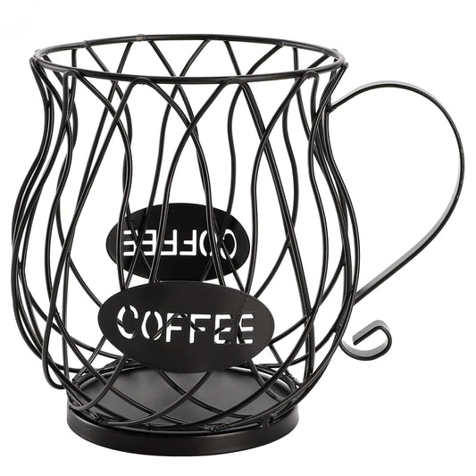 Coffee Pod Holder, Coffee Capsule Basket for Counter Table Bar, Metal Espresso Pod Keeper Storage for Home Cafe Hotel, Black
