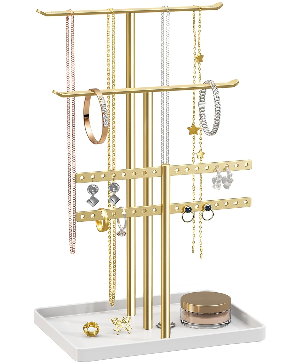 pickpiff Gold Jewelry Organizer: 12.5" Sturdy Stand for 80 Pcs Jewelry