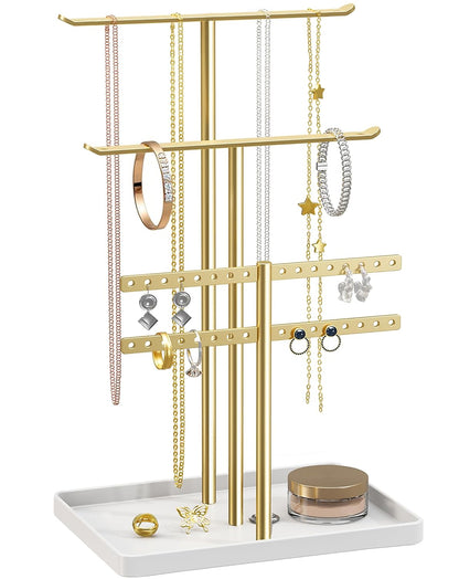pickpiff Gold Jewelry Organizer: 12.5" Sturdy Stand for 80 Pcs Jewelry