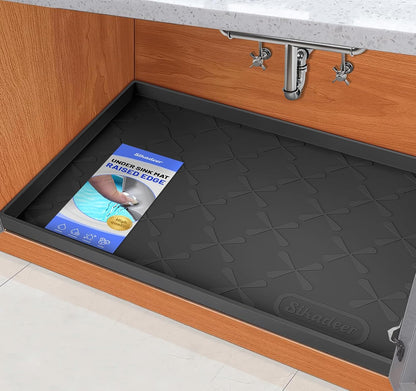 Waterproof Under Sink Mat 34" x 22", Silicone Mat Kitchen liner | BPA-Free Silicone Mat with Raised Lip Protects Cabinets from Leaks, Versatile Home Organizer for Bathroom, Pets, Boots, Floor