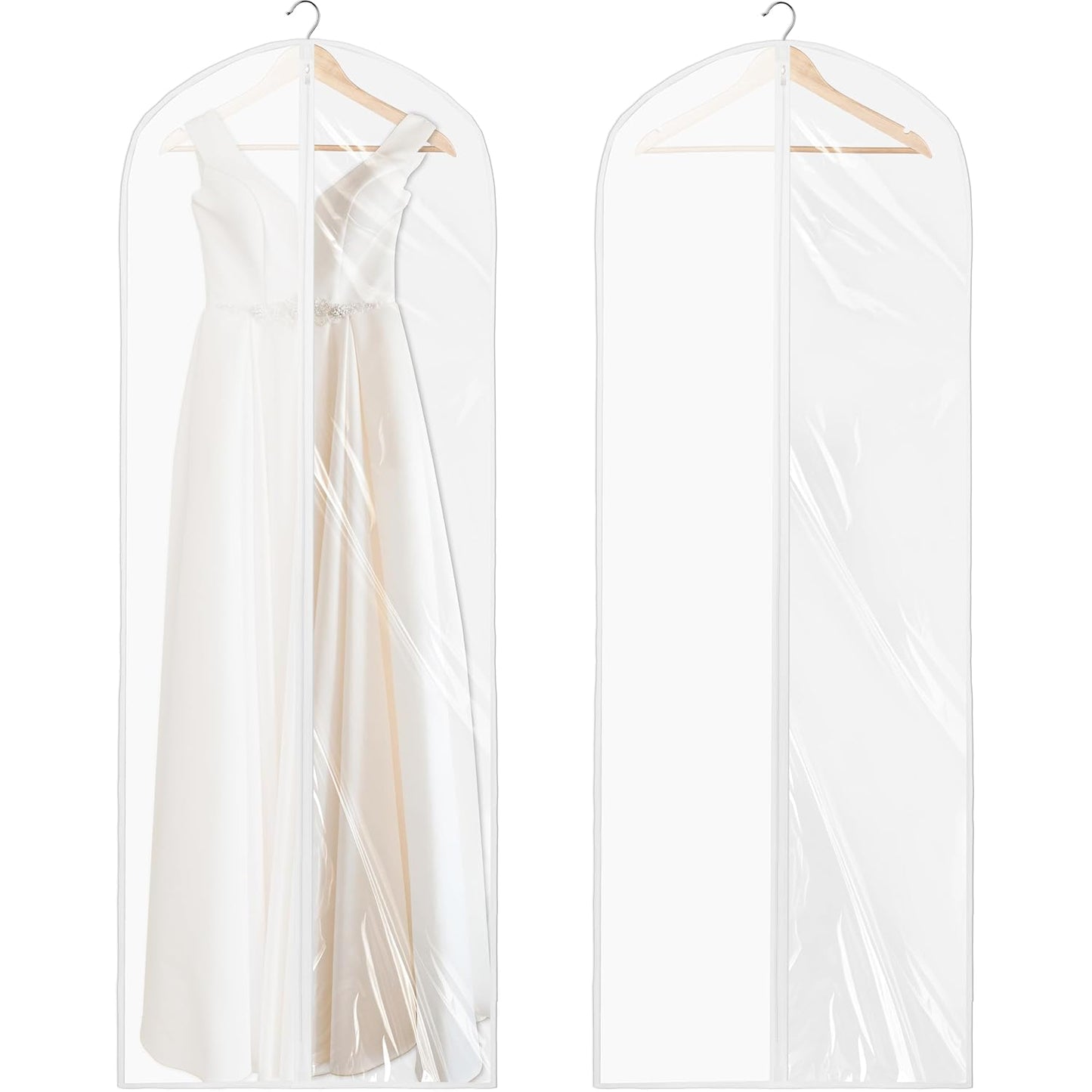 Simple Houseware 65-Inch Clear Garment Bags with Zipper for Gowns, 2 Pack | for Suits, Dresses, Costumes, Uniforms