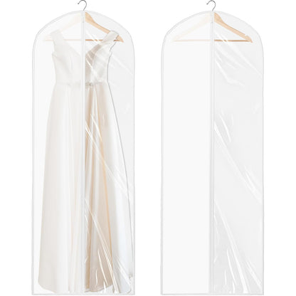 Simple Houseware 65-Inch Clear Garment Bags with Zipper for Gowns, 2 Pack | for Suits, Dresses, Costumes, Uniforms
