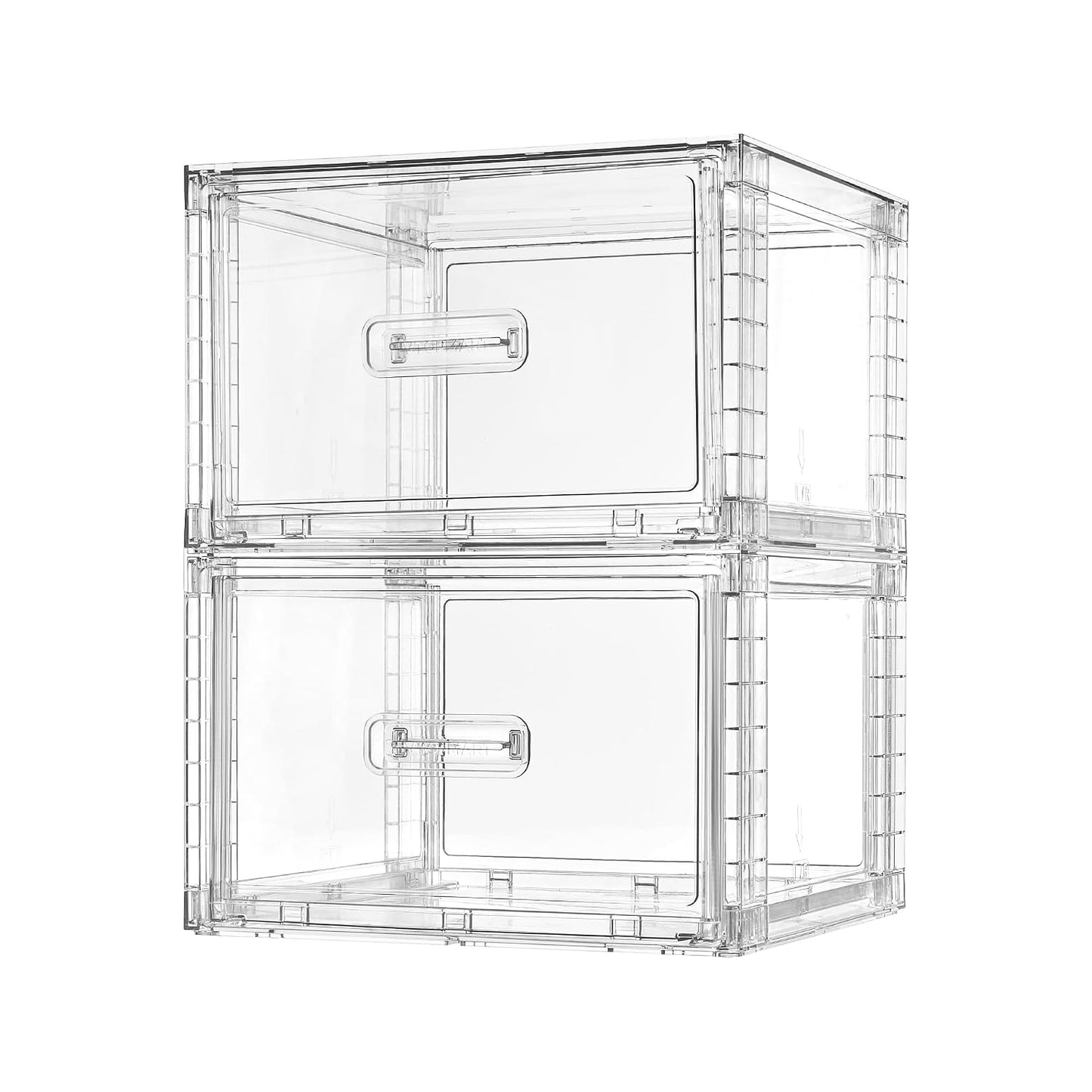Vtopmart 2 Pack Clear Stackable Storage Drawers 15QT | Easily Assemble Closet Organizers,Plastic Storage Bins for Bathroom,Cabinet,Kitchen Pantry,Under Sink Organization(Medium)
