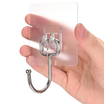 Large Adhesive Hooks, 12-Pack Sticky Hangers for Hanging Heavy Duty, Transparent Waterproof Oil-Proof and Rustproof, Towel and Coats Hooks for Bathroom,Kitchen Home and Office