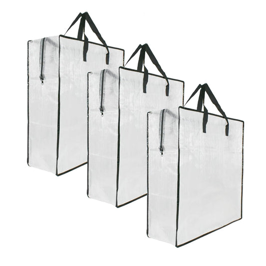 3 Pack Clear Storage Bags with Zipper and Handles, Blanket Bags For Closet Storage, Moving and Packing Supplies for College, Underbed Storage Organizer for Clothes Pillow Bedding Christmas Wreath