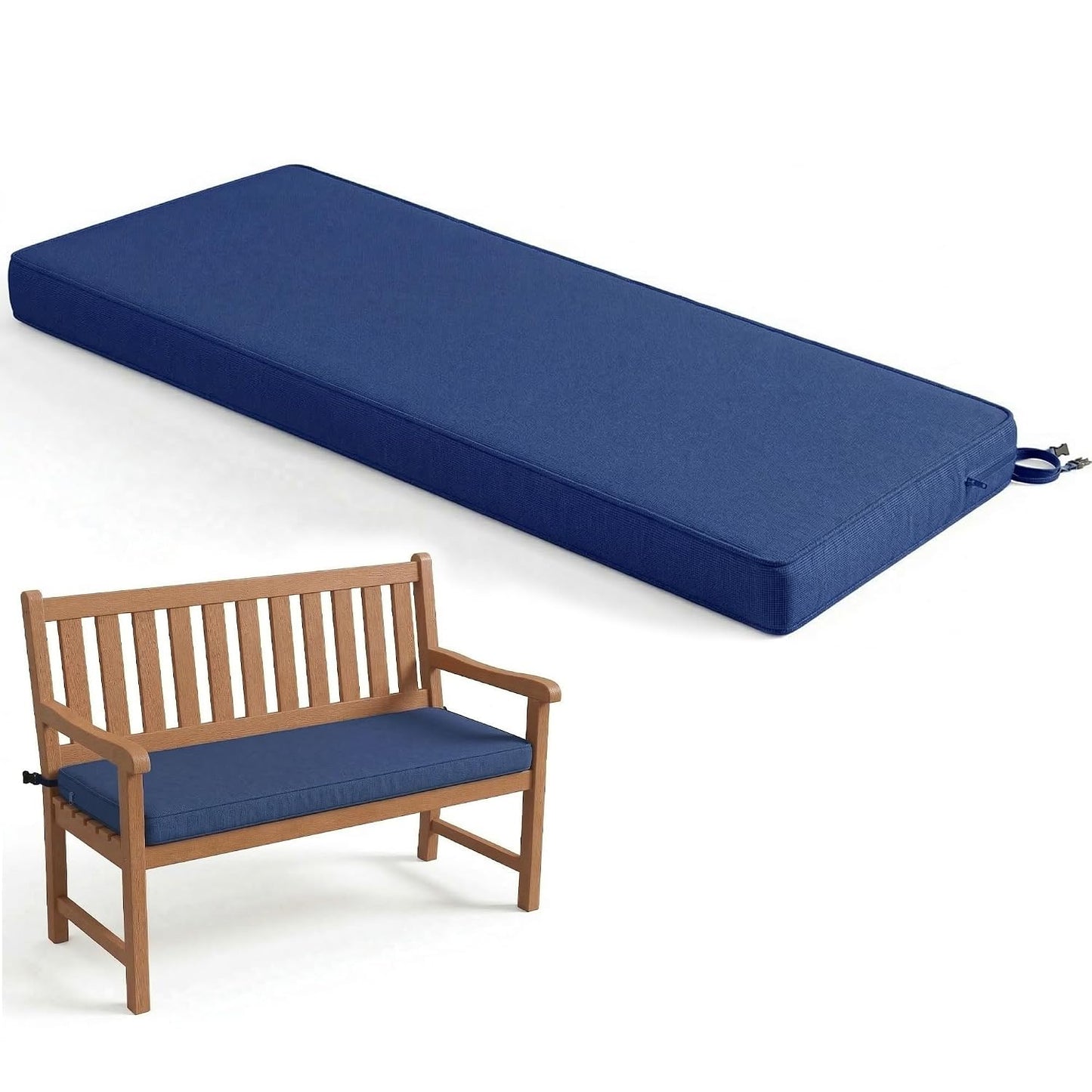 Codi Outdoor Bench Cushion for Patio Furniture, 48x18x3'', Navy | Waterproof & Removable Cover, Premium Shredded Foam Filling, Portable Handle, Bulit-In Zipper, Perfect for Porch Swing
