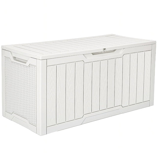 YITAHOME 100 Gallon Large Outdoor Deck Box | Waterproof Resin Storage Box, Lockable Indoor Outdoor Storage Container for Patio Furniture Cushions, Pool Accessories