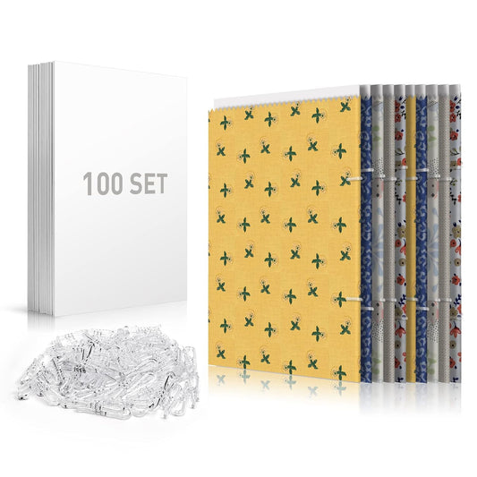 Thickened Fabric Organizer Boards for Books, Comics & Magazines - 100 PCS of 7.5 * 10.5 Inch Comic Book & Magazine Backing Boards with U Shape Plastic Alligator Clips (400PCS)