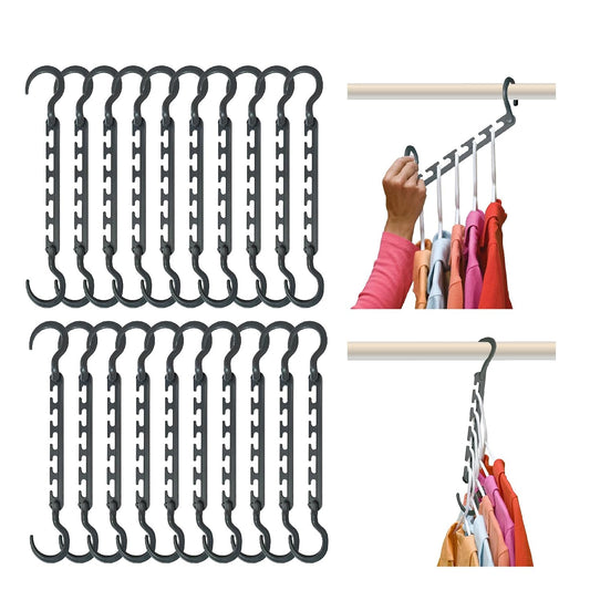 Max 20-Pack Space Saving Cascading Hangers, Classic Grey Hook