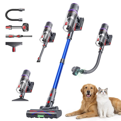 SMOTURE Cordless Vacuum Cleaner, Upgraded 650W 55KPA 70Mins Vacuum Cleaner for Home, Pet Brush&3.3Ft Hose, Self-Stand, Auto Mode,Touchscreen, Anti-tangle Vacuum, Stick Vacuum for Pet Hair/Carpet/Floor