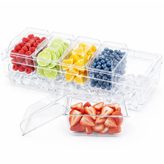 Chilled Condiment Container with Individual Lids &... (Transparent | Plastic)