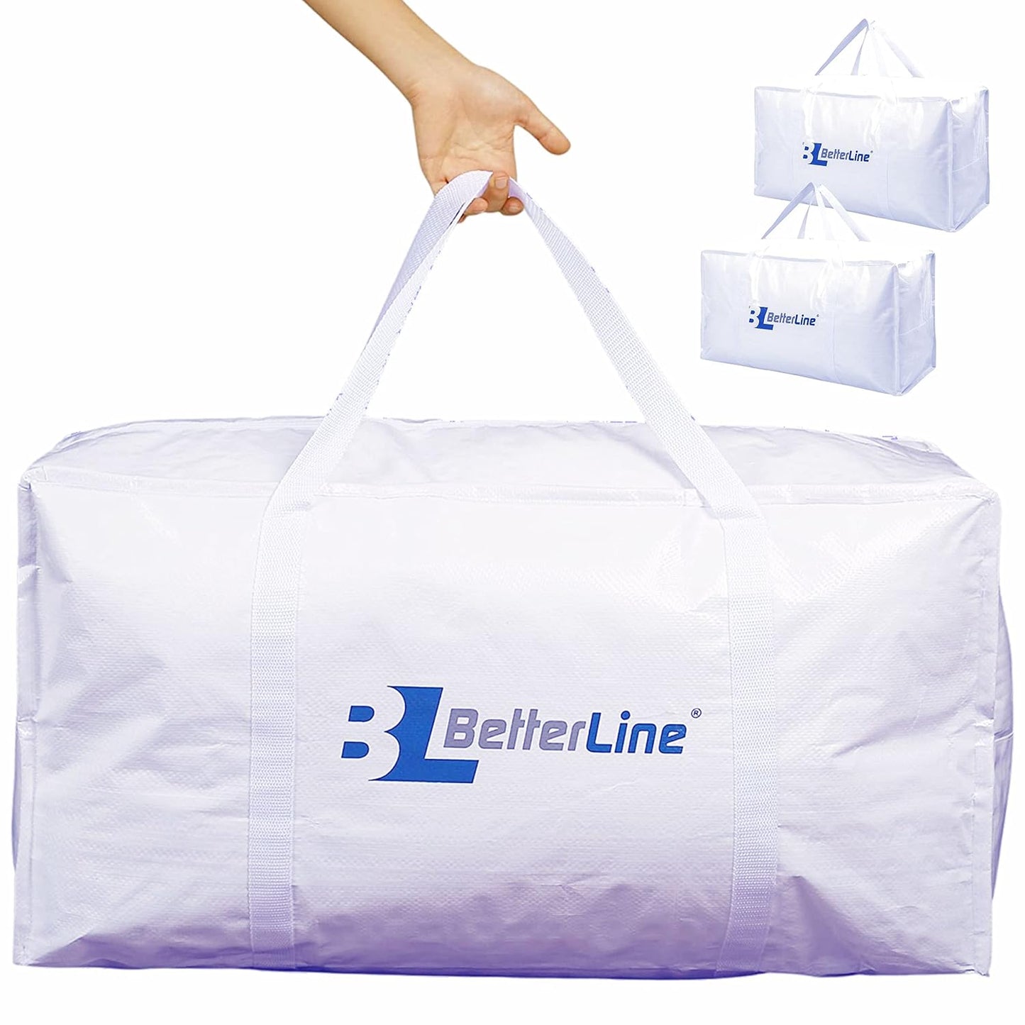 Heavy Duty Moving and Storage Bag,29"x13"x15" Inches Tote with Reinforced Handles,Holds up to 65 lbs.,Tear and Water Resistant,Multi-Purpose and Foldable Double Zipper Polypropylene Bag,Set of 2