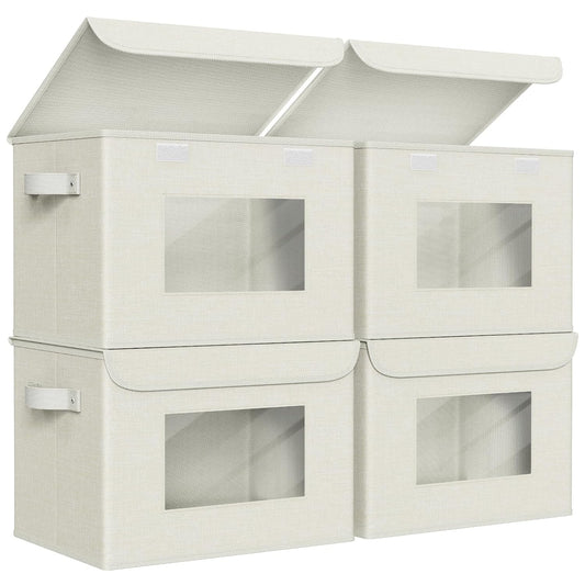 Fabric Storage Bins with Lids for Clothes 4 Pack,... (Fabric)