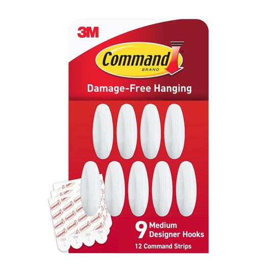 Command Medium Designer Hooks, 9 Hooks, 12 Strips