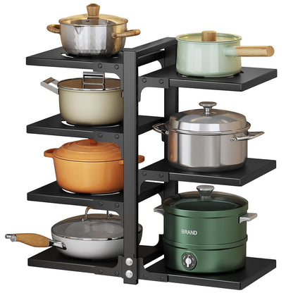 Pots and Pans Organizer for Cabinet, Heavy Duty Po... (Black | Stainless Steel)