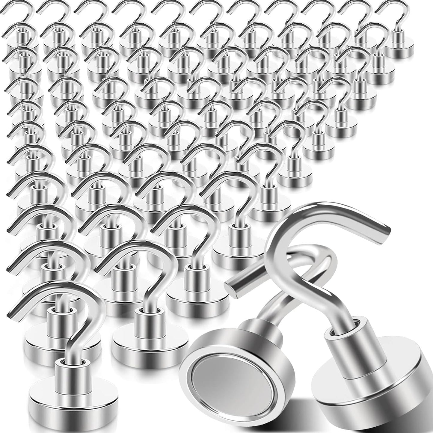 68Pack Super Strong Magnetic Hooks, 25lbs Heavy Duty Magnetic Hook for Hanging, Rare Earth Neodymium Magnet Hooks, for Cruise Ship Camping Grill Kitchen Fridge Garage Wall