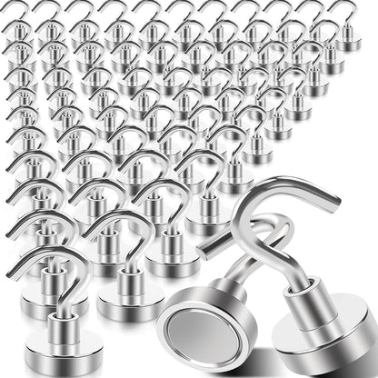 68Pack Super Strong Magnetic Hooks, 25lbs Heavy Duty Magnetic Hook for Hanging, Rare Earth Neodymium Magnet Hooks, for Cruise Ship Camping Grill Kitchen Fridge Garage Wall