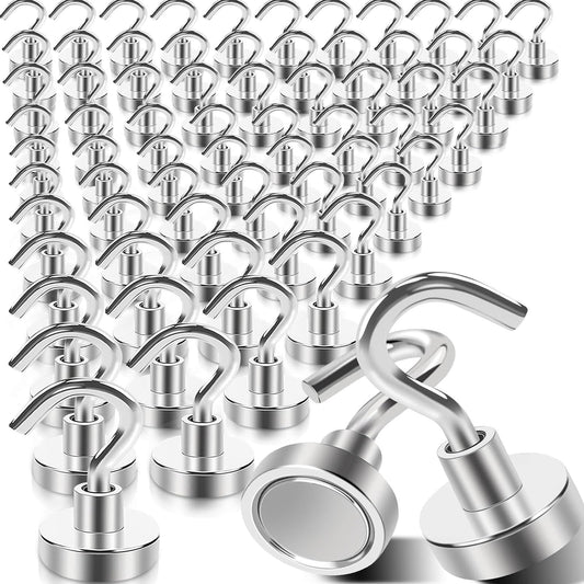 68Pack Super Strong Magnetic Hooks, 25lbs Heavy Duty Magnetic Hook for Hanging, Rare Earth Neodymium Magnet Hooks, for Cruise Ship Camping Grill Kitchen Fridge Garage Wall