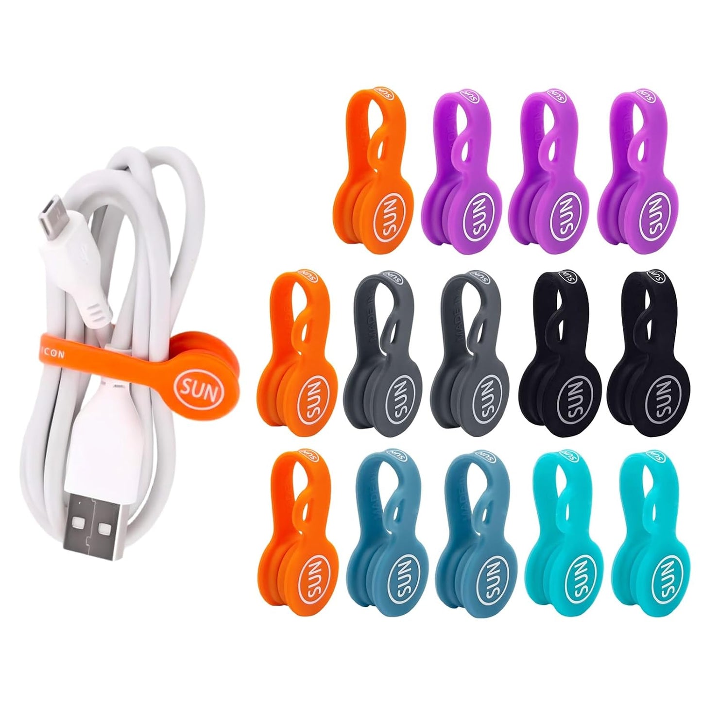 Cable Cord Organizer Magnetic Cord Organizers Twist Tie Magnet Clips Cord Wrap Keepers For Charging Cord Headphone Cord Holder Silicone Cable Strap Appliance Fridge Bookmark Whiteboard Keychain 14PACK