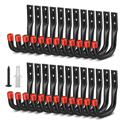 Nacial 24 Pack Garage Hooks Heavy Duty, 3.5" Garage Wall Hook with EVA Pads, 100LBS Capacity Hooks for Hanging Bikes, Kayak Folding Chairs and Hanging Ladders