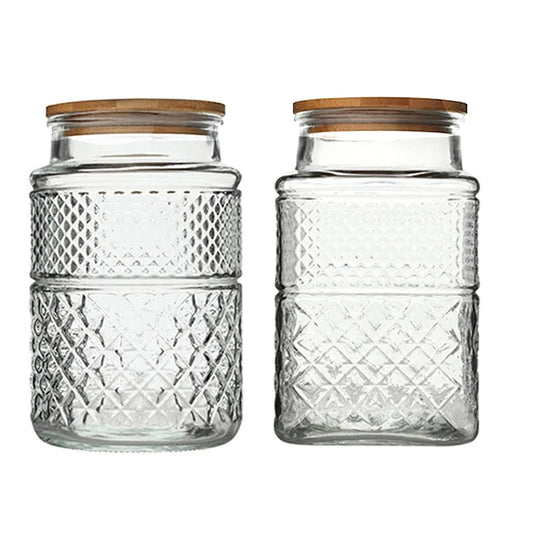 60 FL OZ/0.5 Gal Vintage Glass Storage Jar with Airtight Lid Set of 2