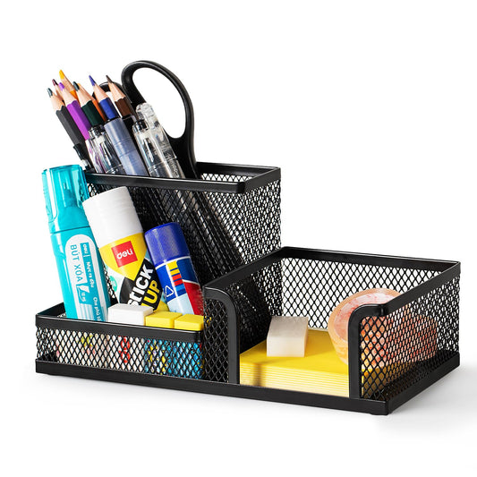 Mesh Desk Organizer, Black (A1-Black | Steel, Metal)